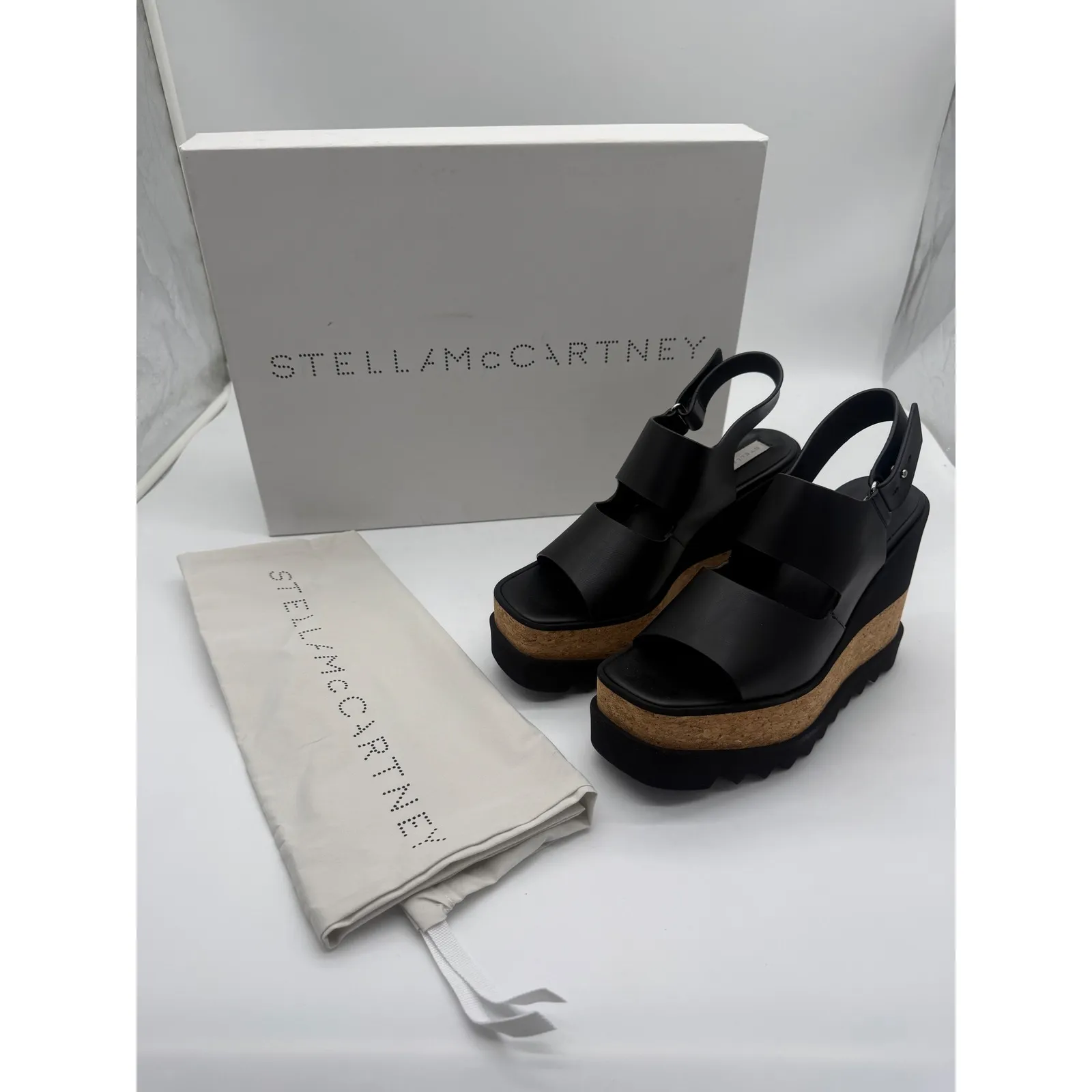 NIB Stella McCartney SneakelysePlatform Wedge Sandal Black Sz9.5 $795 - Image 7
