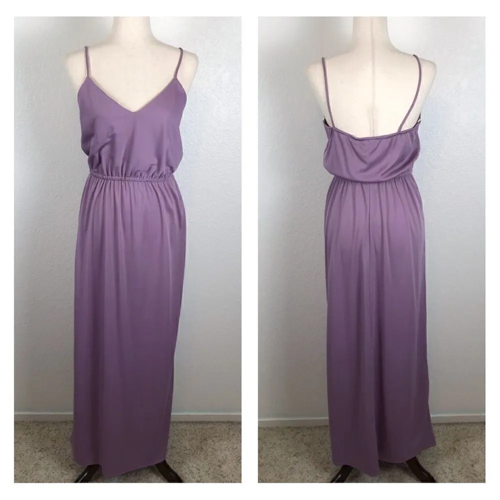 Vintage boho unbranded retro lavender lace two piece maxi long slip dress S/M* Purple Size M - Image 3