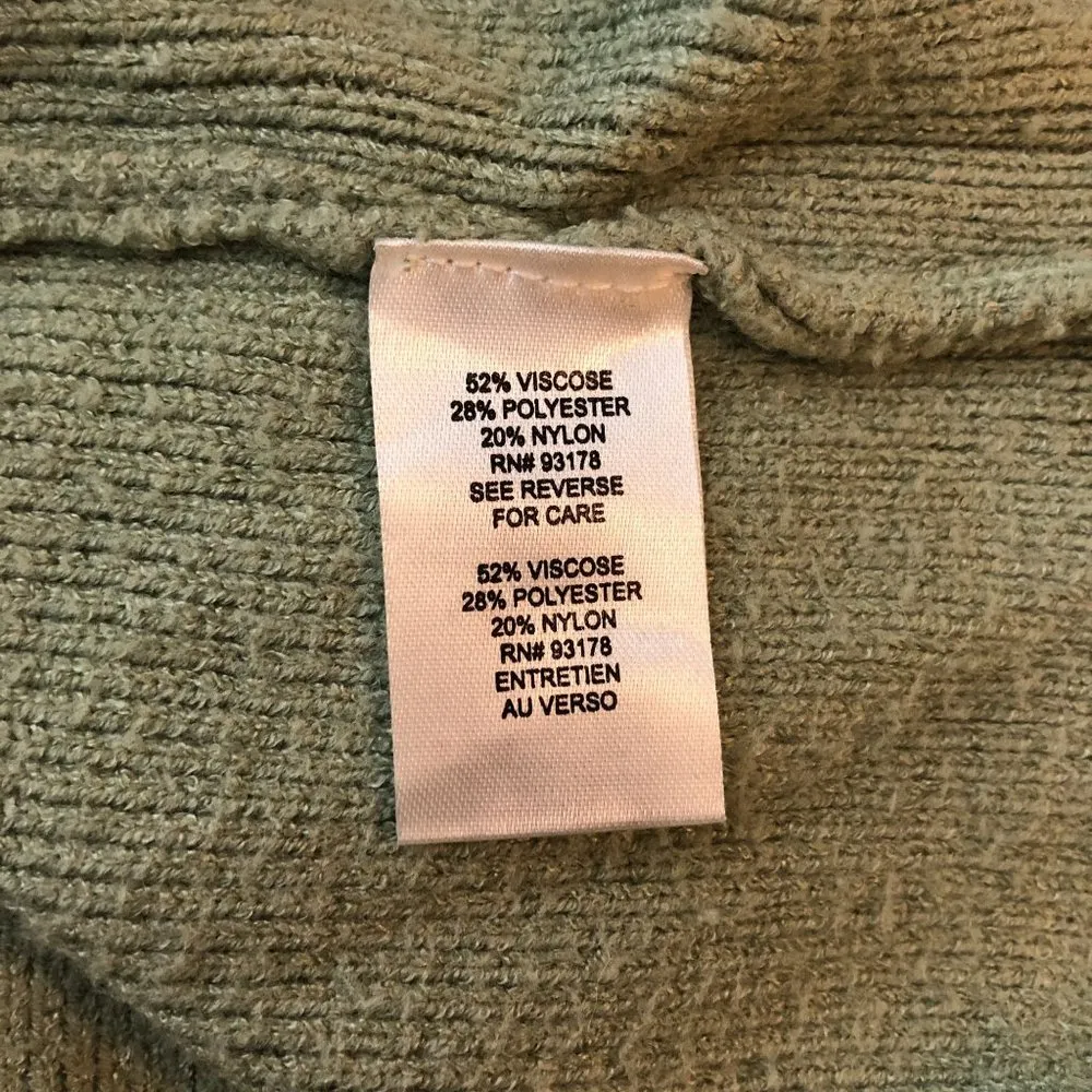 Tahari Womens Sweater Hooded Pullover Ribbed Green L - Image 4