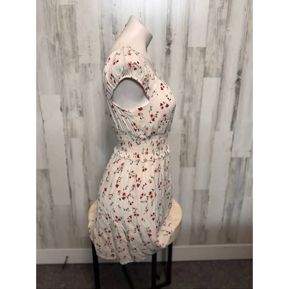 ROW A White Floral Smocked Waist Dress Women’s Size M Size M - Image 3
