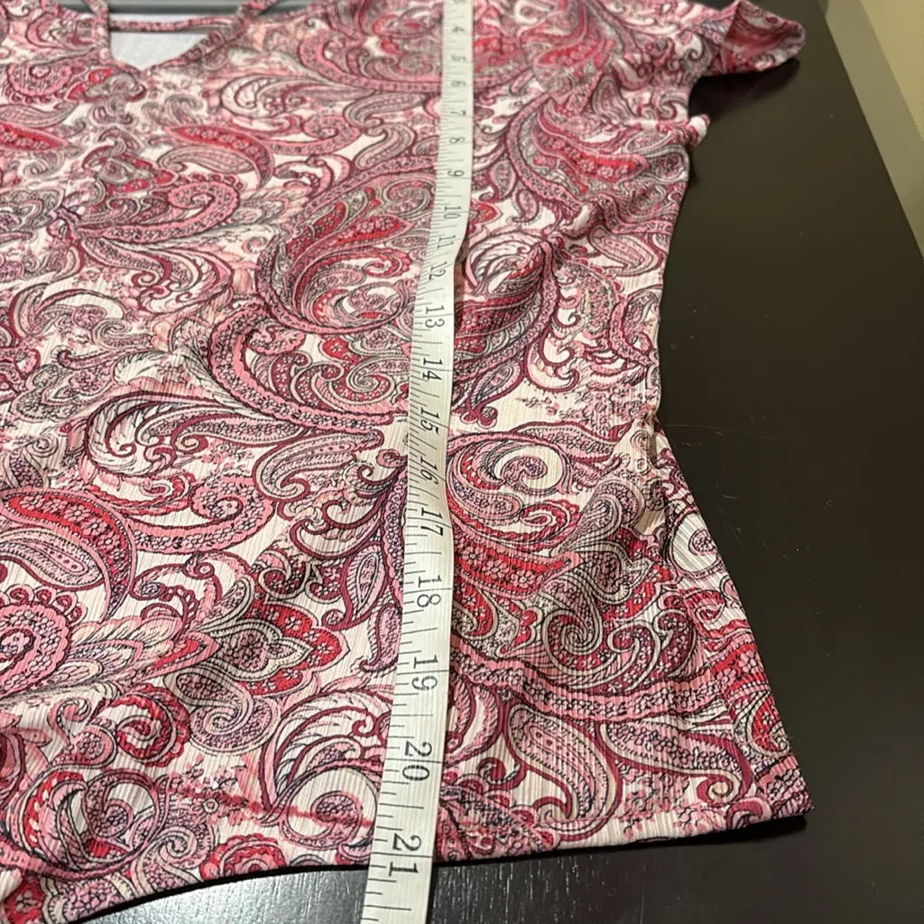 Emaline Petite Pink Paisley Front Tie-Front Blouse Top PL - Image 7