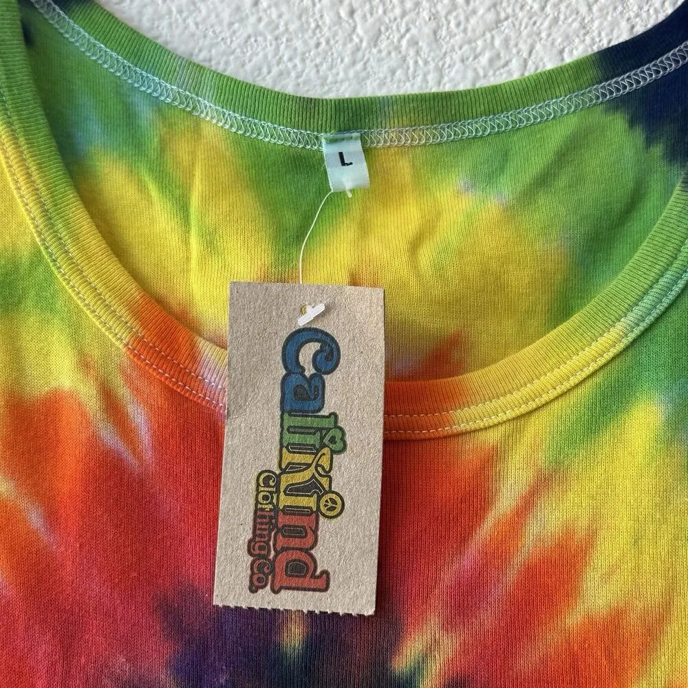 Tie Dye Tank Top Rainbow Colors Size L Size L - Image 4