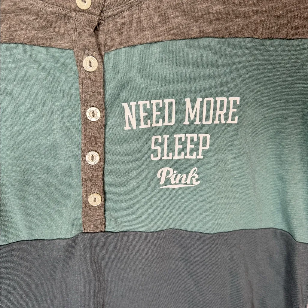 Victoria’s Secret‎ PINK Sleep shirt/gown teal & grey size small - Image 3