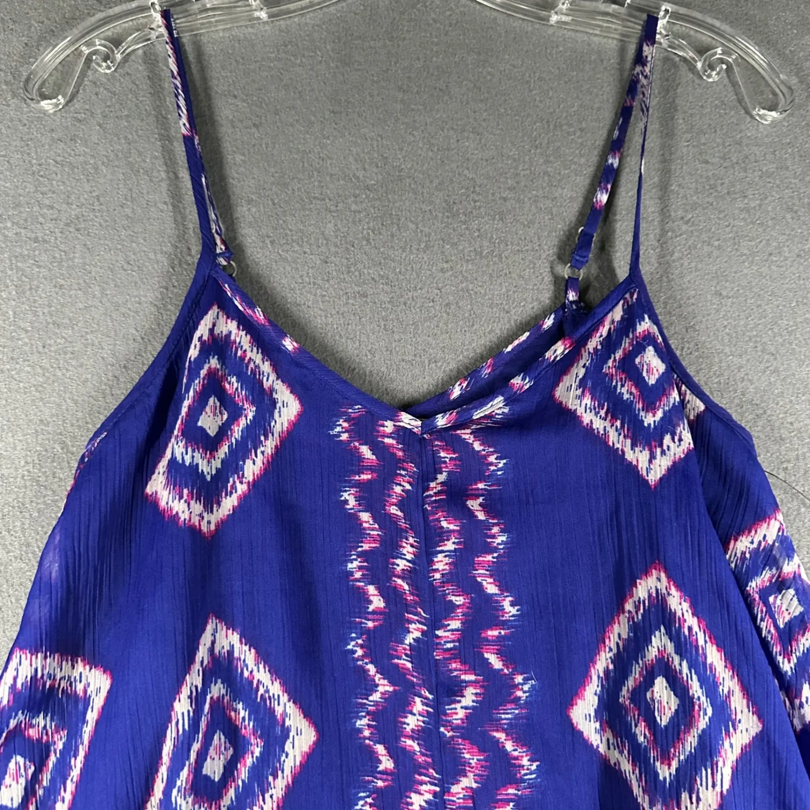 Billabong Handkerchief Hem Maxi Dress Small Royal Blue Geometric Print Cover Up - Image 3