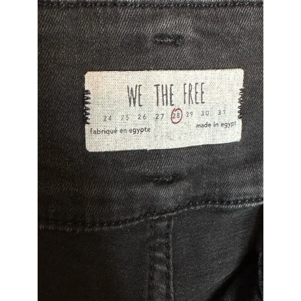 We The Free Black Dark Wash Zip Up High Waisted Hi Rise Skinny Jeans Size 28 - Image 4