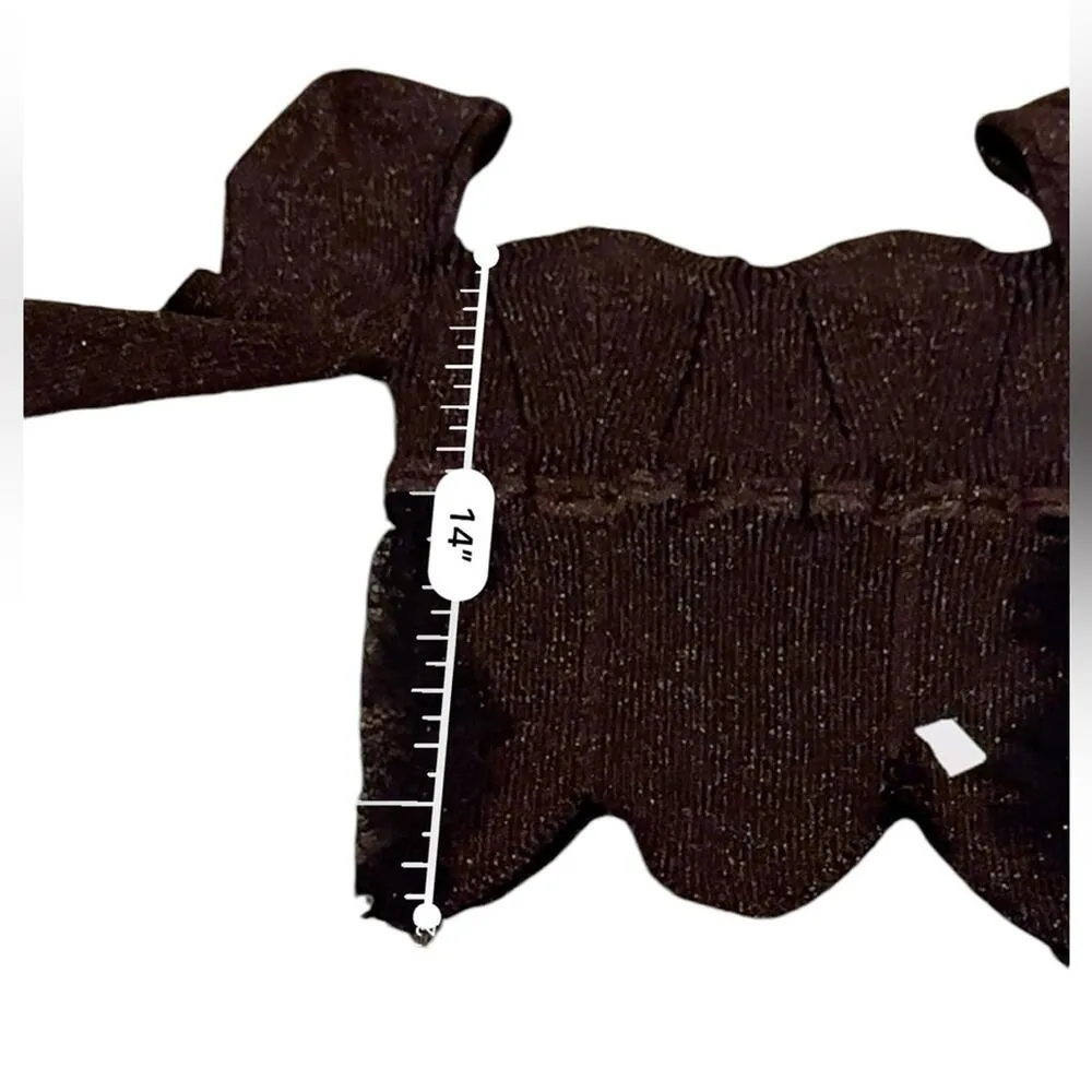 RTR‎ Elliatt Cassie Lace-Trimmed Metallic Ribbed Knit 3/4 Sleeve Top Sz L - Image 10