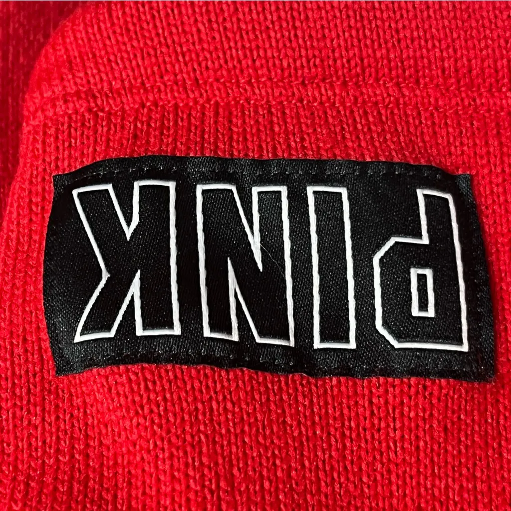 PINK‎ Victoria’s Secret Crop Knit Hoodie Red  Sweater Pullover Top Size Medium - Image 3