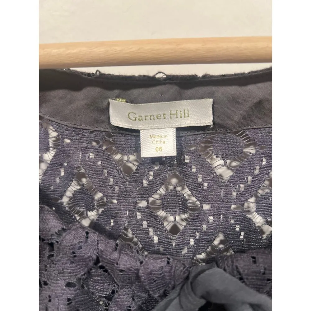 Womens Garret Hill Cotton Eyelet Long Sleeve Dress Gray  Size 6 Semi Formal - Image 5