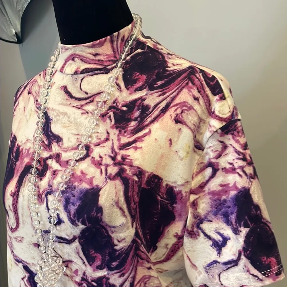 Marble Print Women's Top purple & white - Image 2