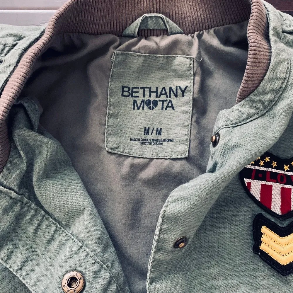Bethany Mota by Aeropostale Cute Green Army Military Bomber Jacket | Size: M - Image 3