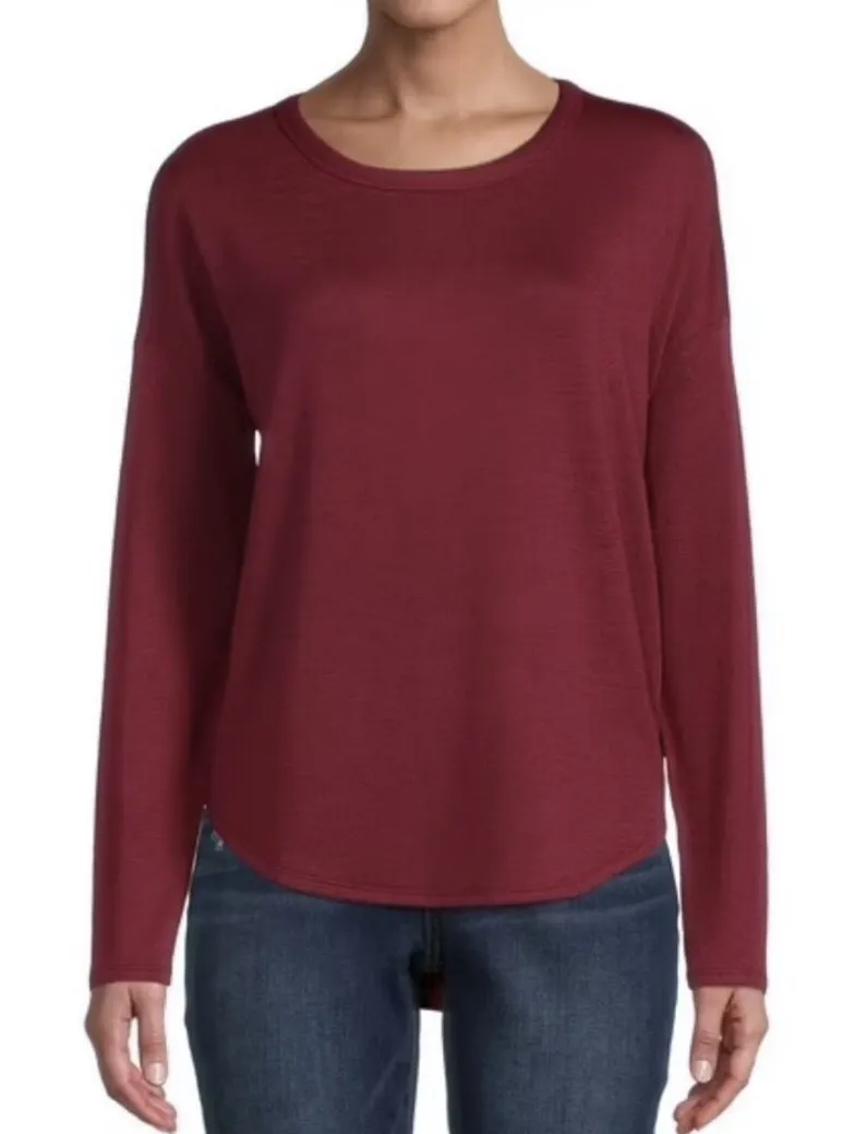 Time and Tru Long Sleeve Hacci Knit Lightweight Sweater Burgundy Size XL - Image 1