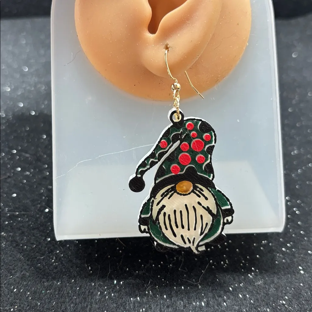 ✨ Christmas Gnome Earrings with Gold Tone Accents | Polka - Image 2