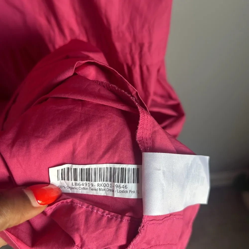 Quince 100% Organic Cotton Poplin Tiered Maxi Dress in Lipstick Pink Large - Image 8