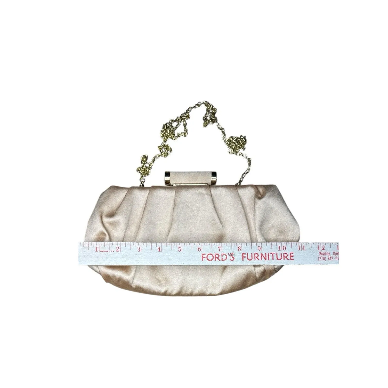 Kate Landry Satin Pouch Frame Clutch Champagne Slip Pocket Formal Party - Image 2