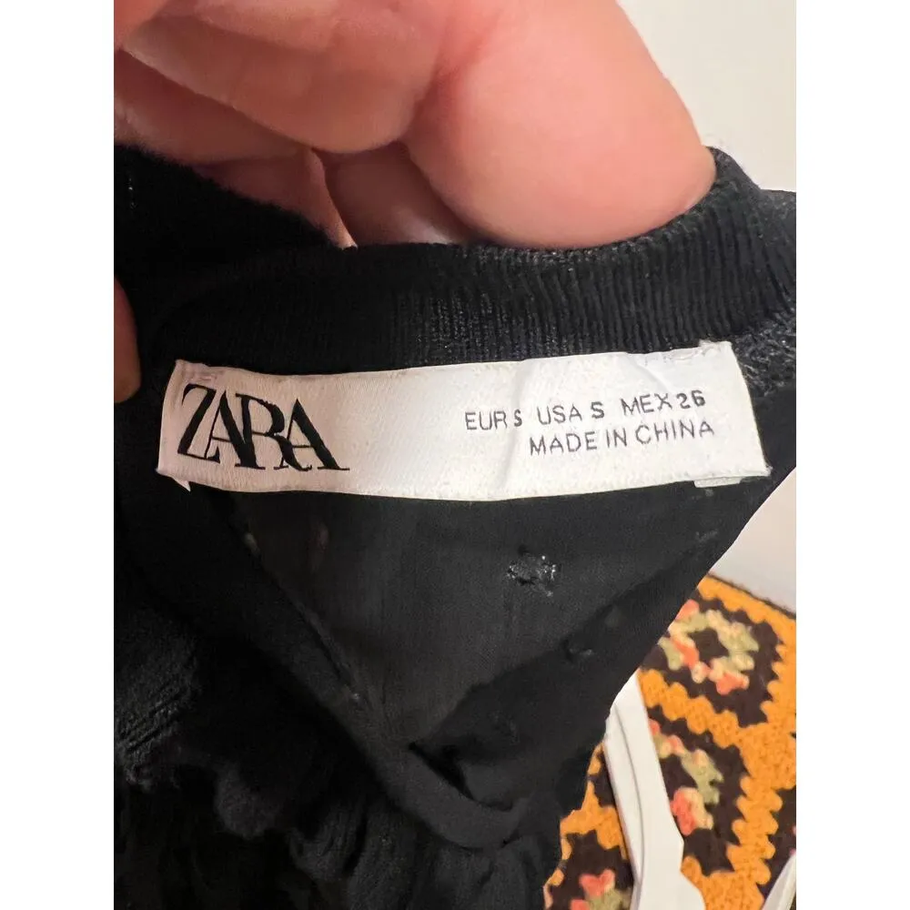 Zara Womens Sheer 3D Floral Cardigan Small Business Casual Semi Formal - Image 7