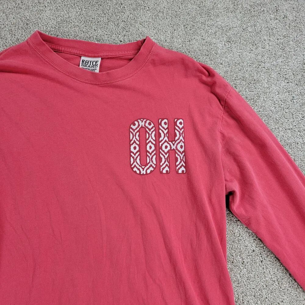 OHIO Womens Long Sleeve Shirt S Red OH Crew Neck Thumbhole Ohio State Buckeyes - Image 8