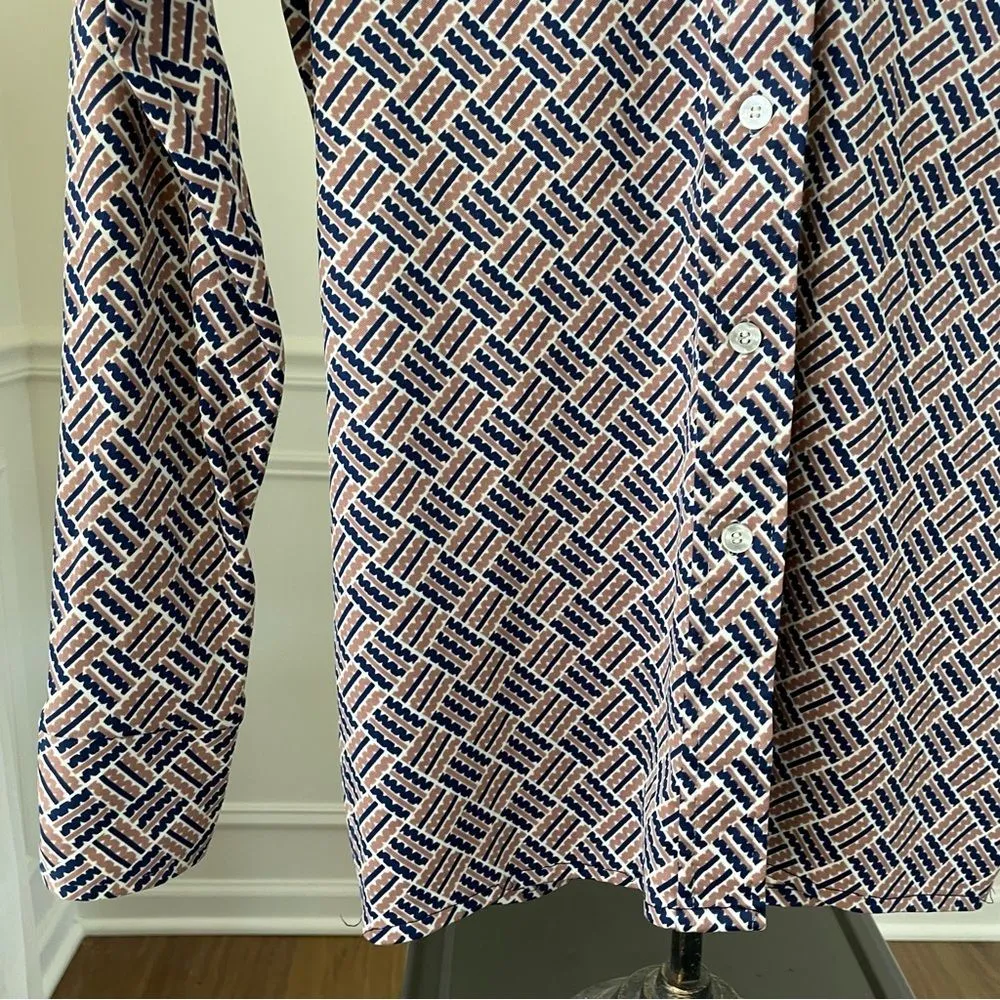 Vintage 70s Cricket Lane Brown Blue Dagger Collar Polyester Button Front Shirt - Image 5