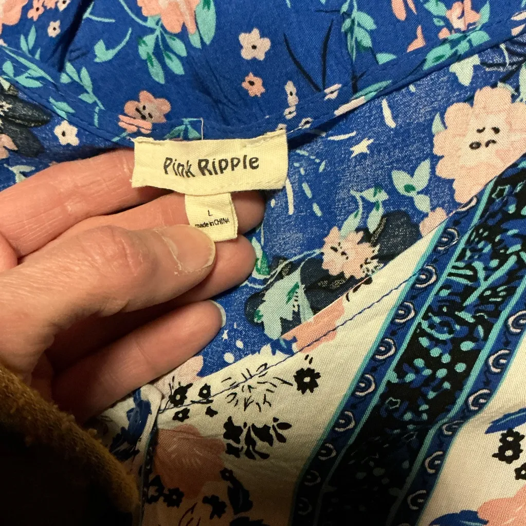 Blue Floral Boho Maxi Dress | Cottagecore V - Image 2