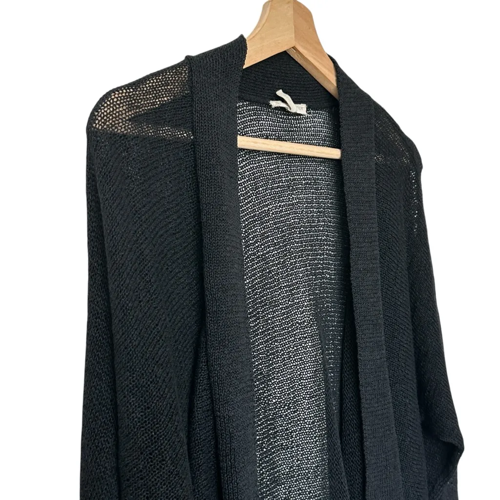 Eileen Fisher Black fishnet black Open-Front cardigan size M - Image 11