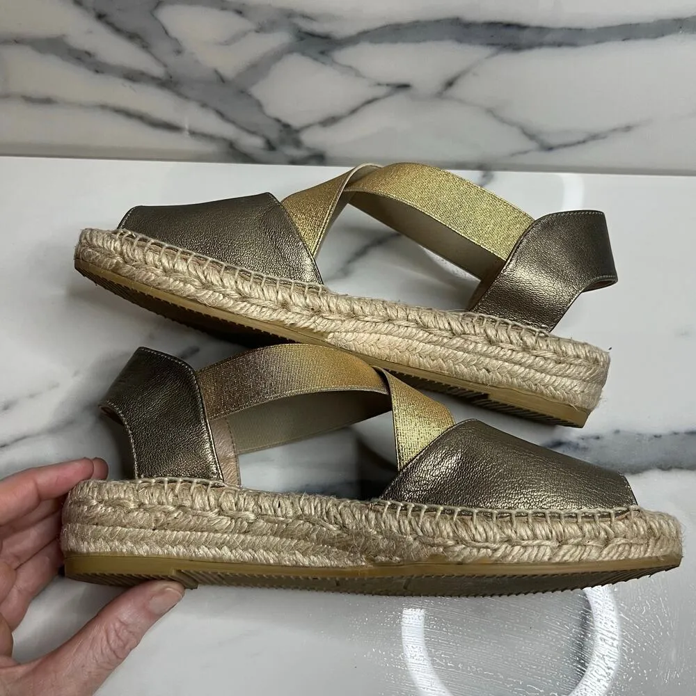 Kanna | Women's Gold Metallic Beachy Strappy Espadrille Sandal Sz 37 Sz 6.5 - Image 6