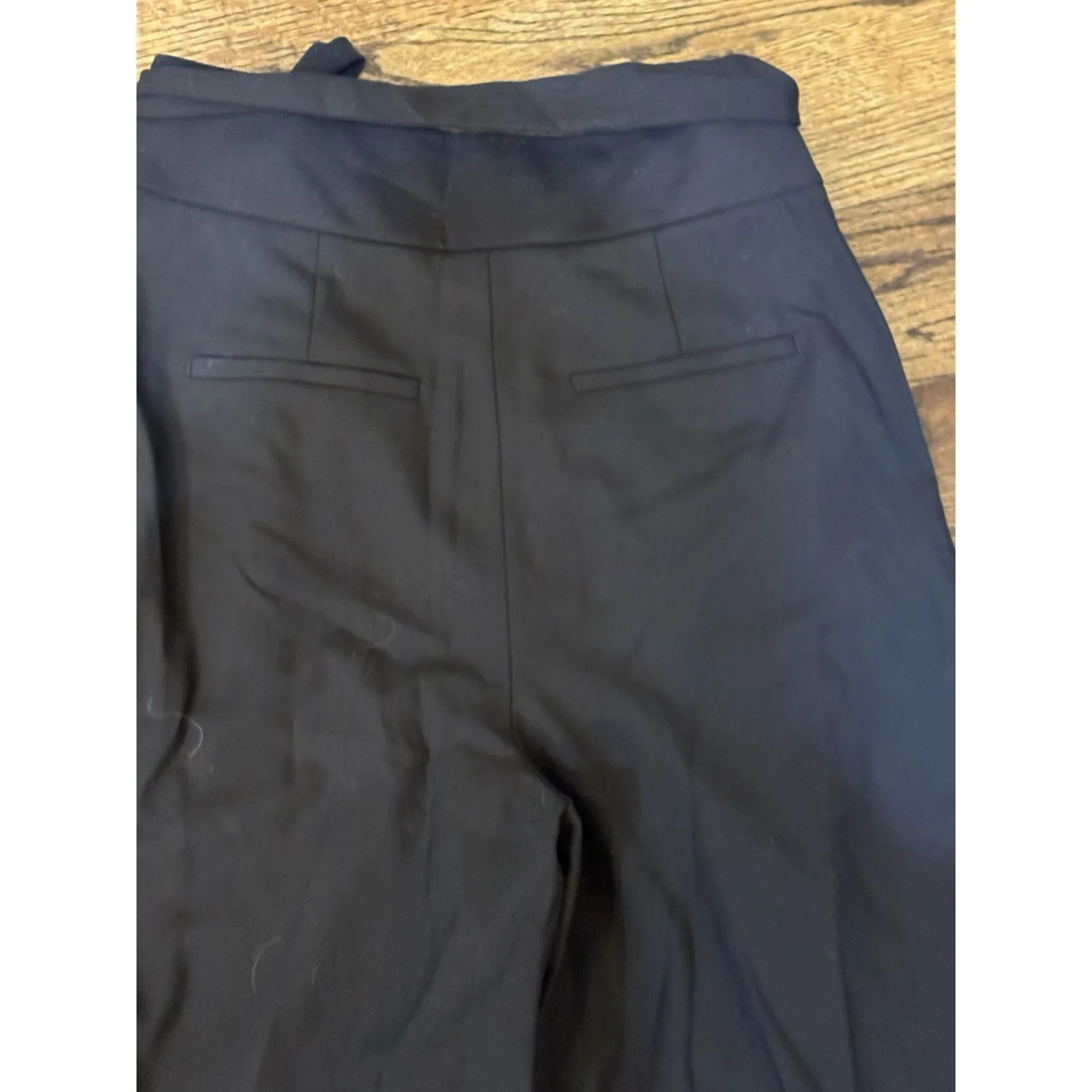 REBECCA TAYLOR Black Wide Leg Shorts Size 8 Wool 50's 60's Wrap Skort‎ Walking - Image 5