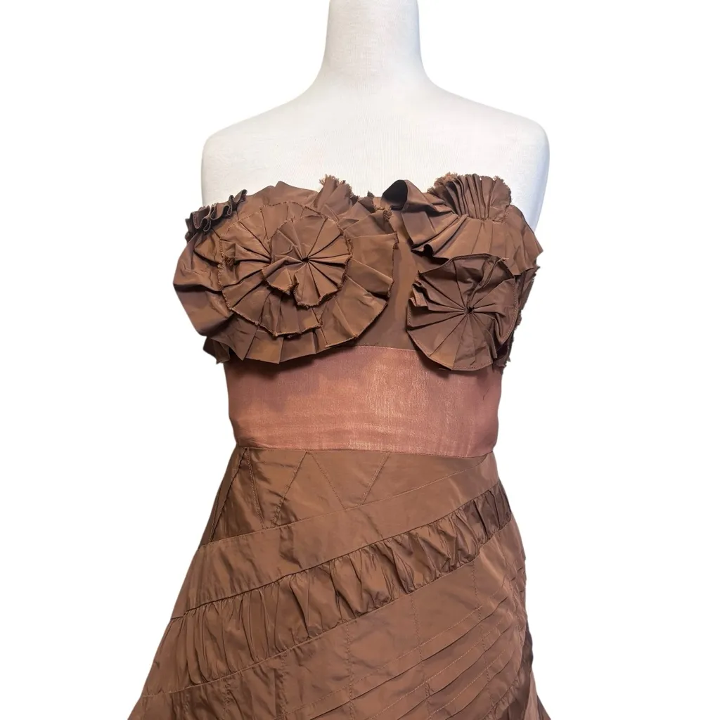 BCBG Maxazria Silk Vintage Brown Vintage Y2K 90s Brown Dress Formal Rare Sz 10 - Image 2