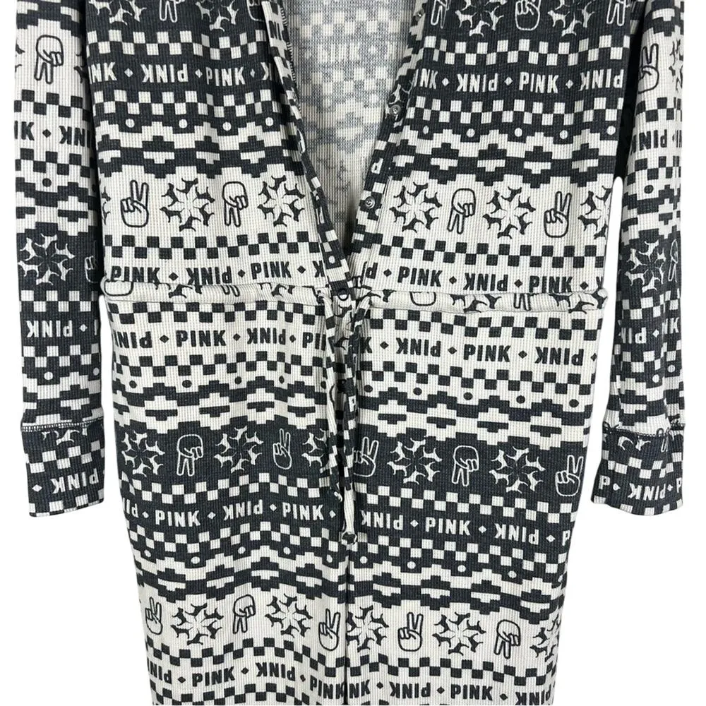 NWT PINK Victoria’s Secret Onesie Pajamas Womens M Cozy Gray Snowflake Lounge - Image 7