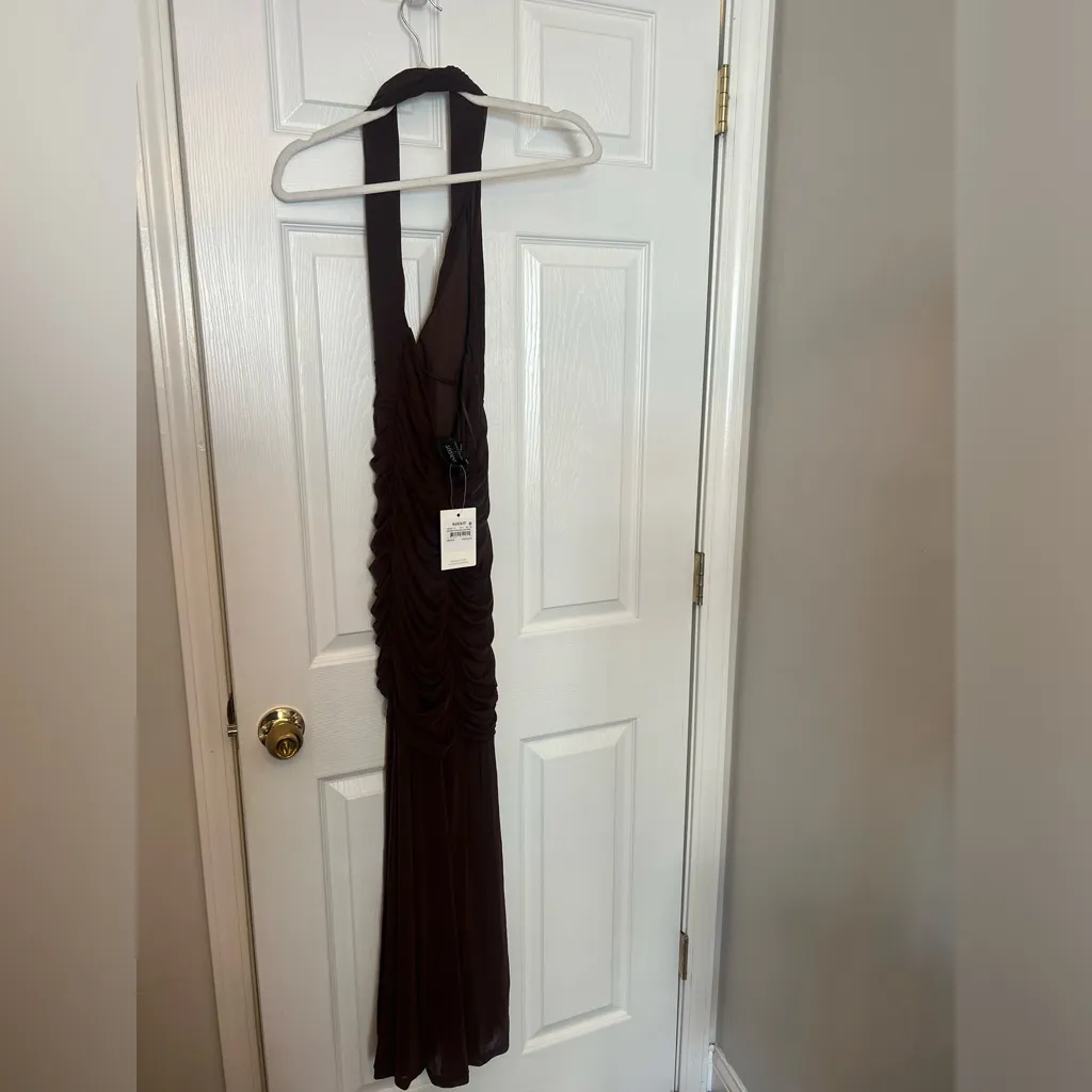 Bardot x REVOLVE Sephera Halter Mesh Midi Dress in Chocolate - Image 7