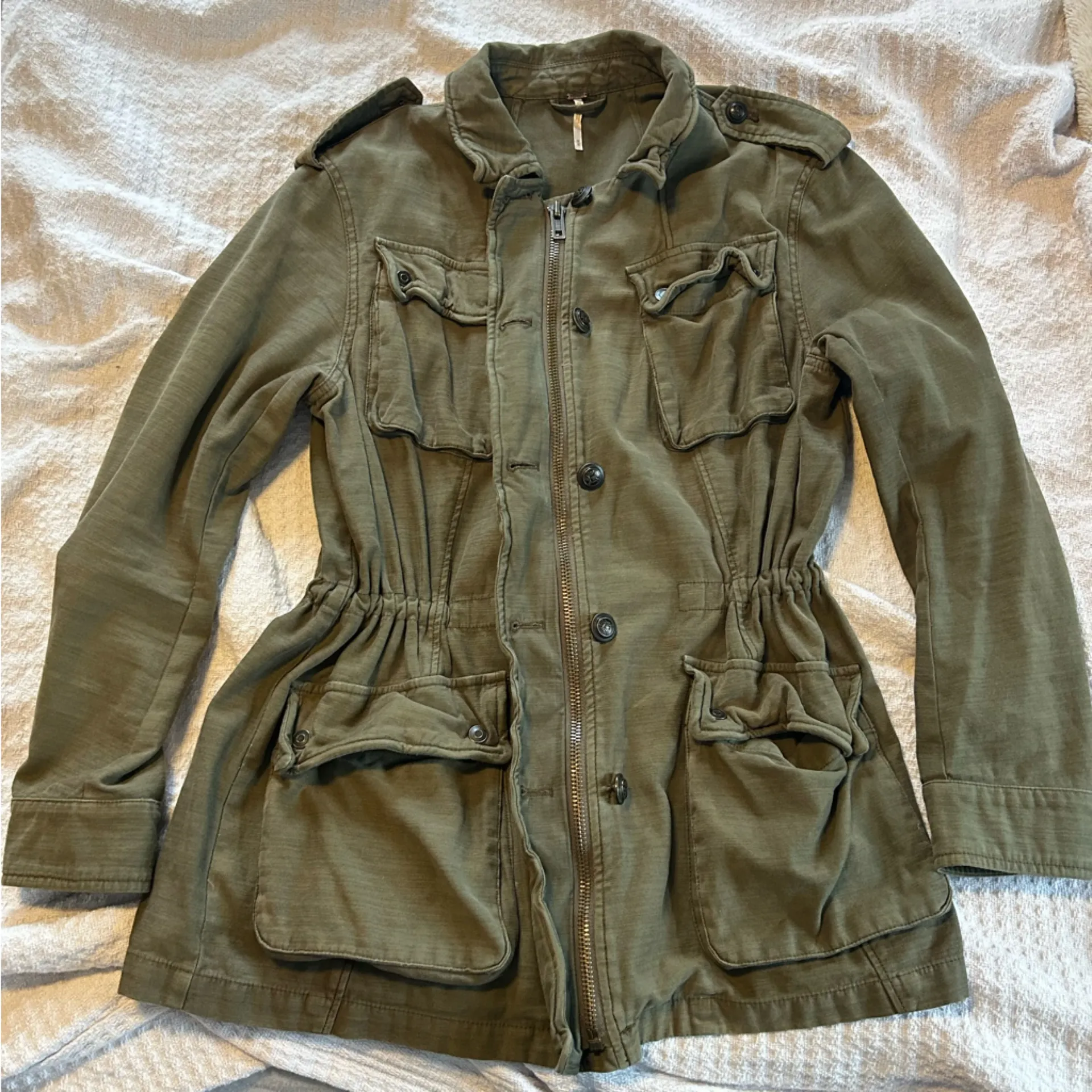 Free People Not Your Brothers Surplus Military Jacket Army Green Cotton Size M - Image 2
