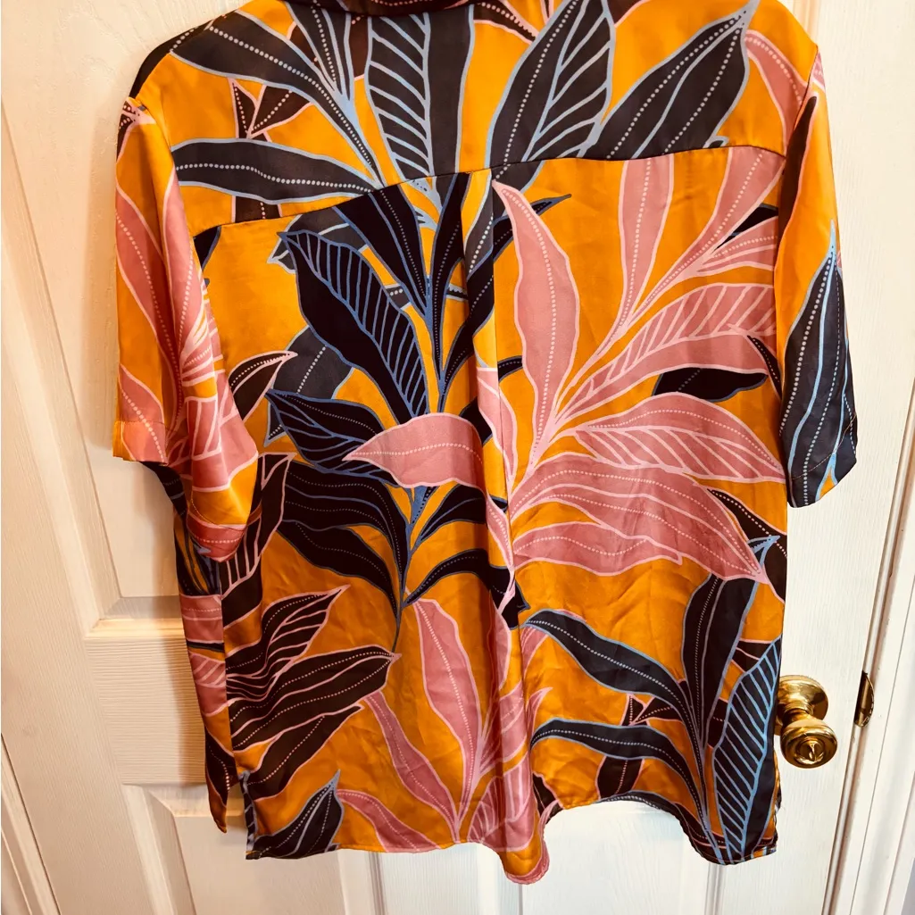 DR2 Multicolor Leaf Print Shirt Orange Size XXL - Image 2