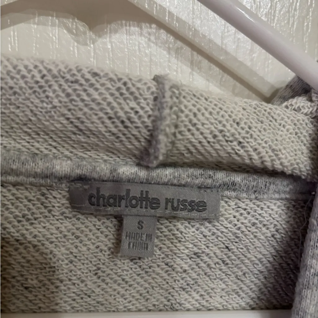 Charlotte Russe Heather Gray Hoodie with Black Stripes - Image 2