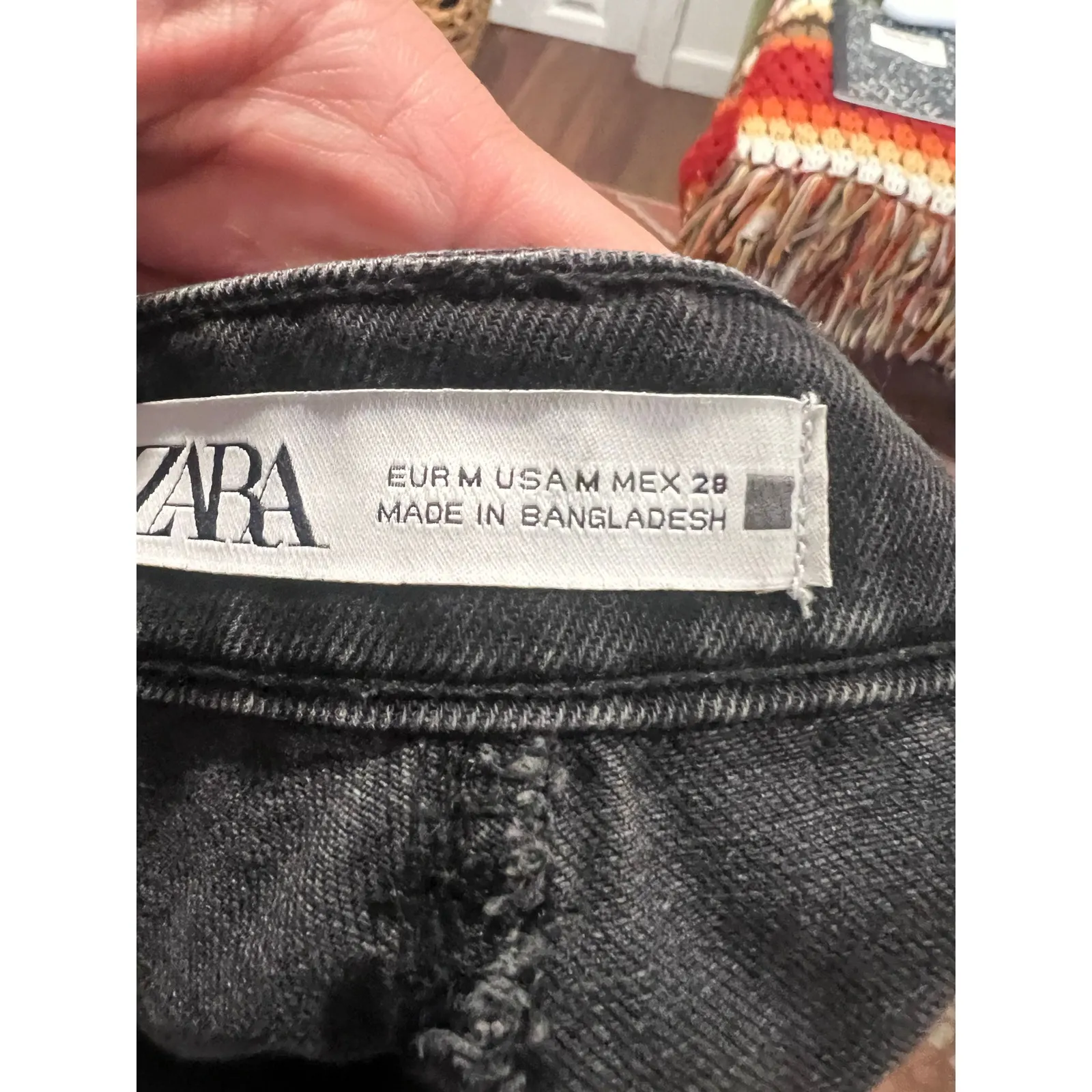 ZARA Denim Wrap Skirt Black Medium - Image 5