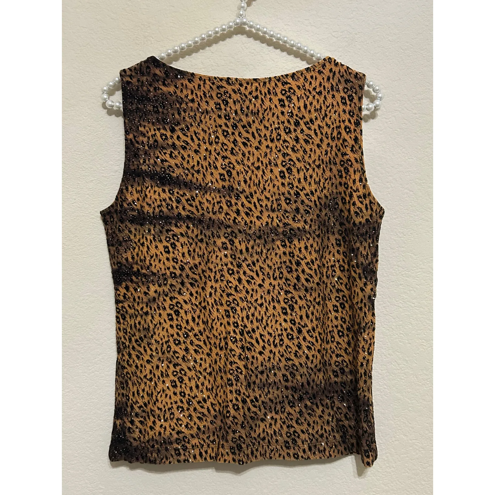 Chicos Animal Print Top Size 1 US Medium Sparkly Jungle Cat Blouse Tank Vintage - Image 7