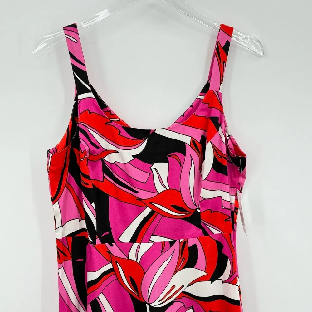 Madison Studio pink geometric print fit and flare sleeveless knee length dress Size 12 - Image 2