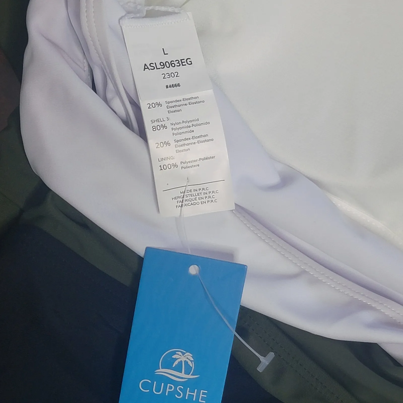 NWT Cupshe Olive Swimsuit Colorblock Tri Color Faux Wrap One Piece Large Vneck - Image 7