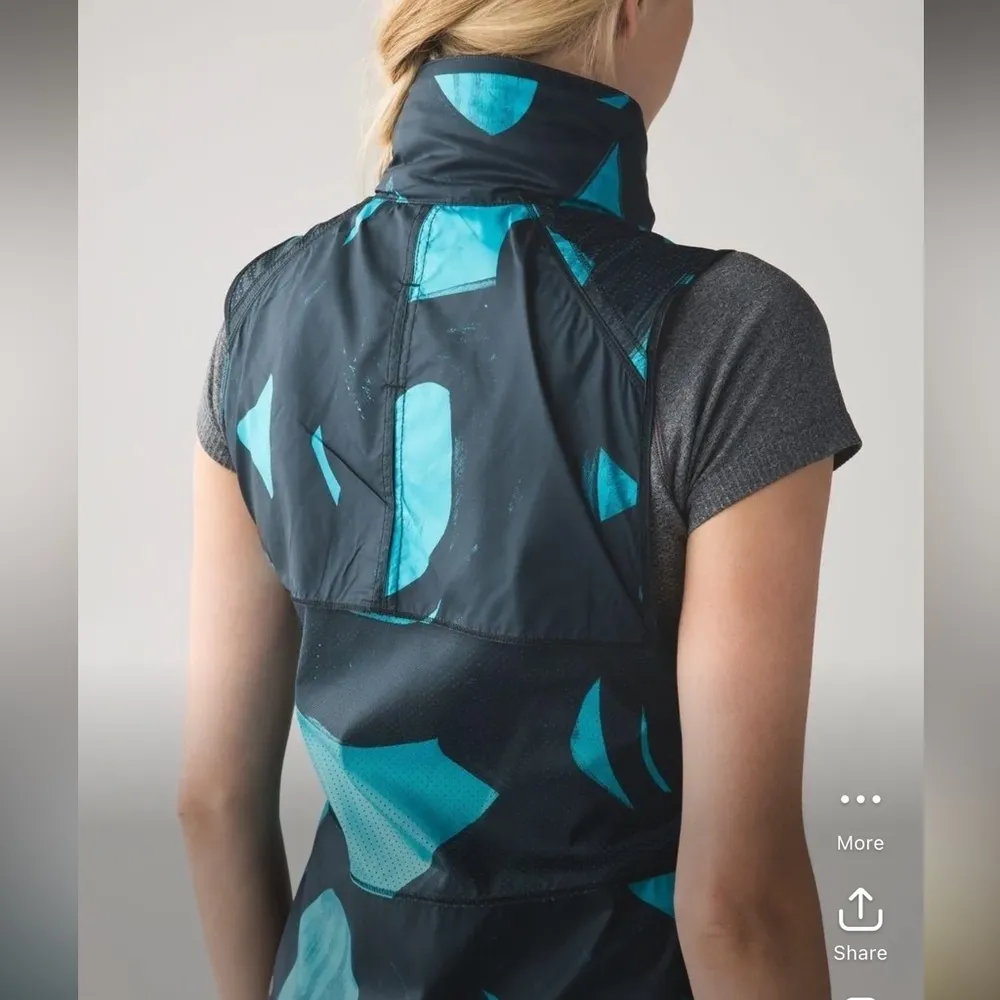 Lululemon Pack-It Vest Back Spin Stroke Peacock Blue Black Size 6 - Image 7