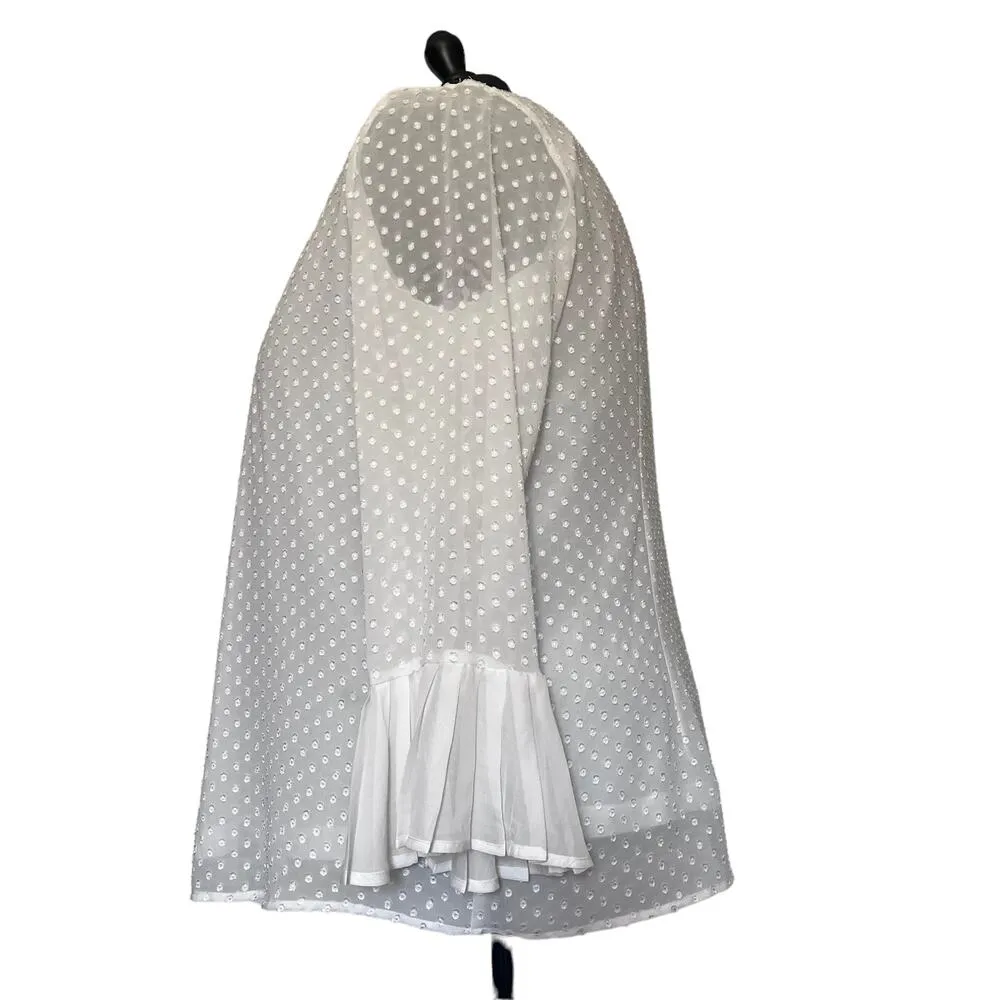 KRAZY KAT Popover Womens Blouse 2XL White 3D Polka Dot Ruffle Cottage Core Fairy - Image 3