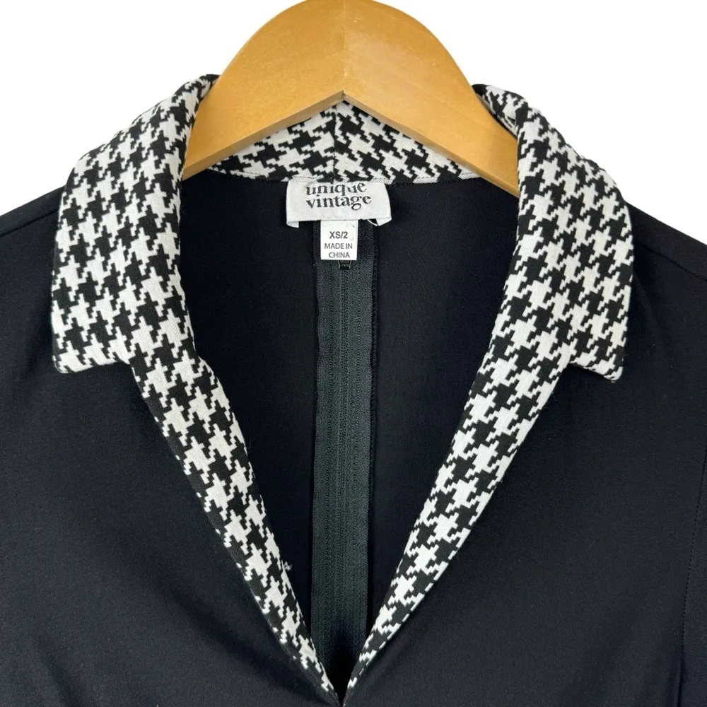 NEW Unique Vintage 1950s Dovima Swing Dress Black & Houndstooth XS Rockabilly - Image 6