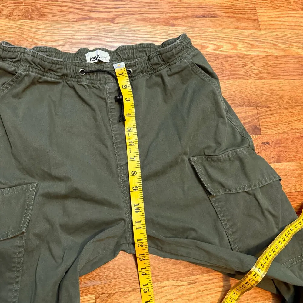ASKKNY Women 25 Army Green Parachute Pant Cargo Pockets Military Baggy Retro Y2K - Image 3