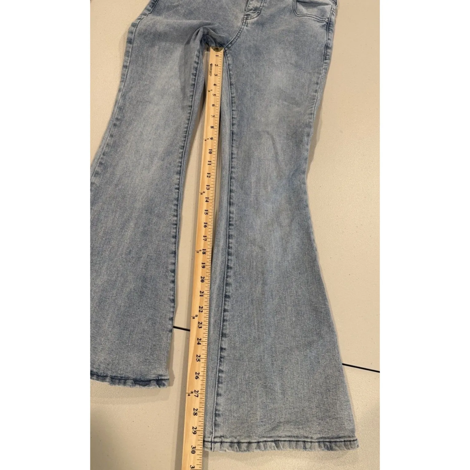 Pacsun Flare Jeans Womens 29" Light Wash Mid Rise Retro Stretch Norm Travel 70s - Image 6