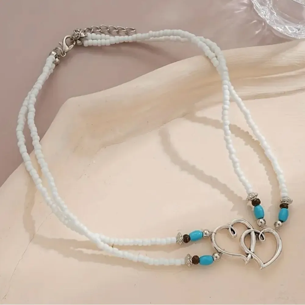 Double Heart Necklace & Bracelet Set NWT White - Image 9