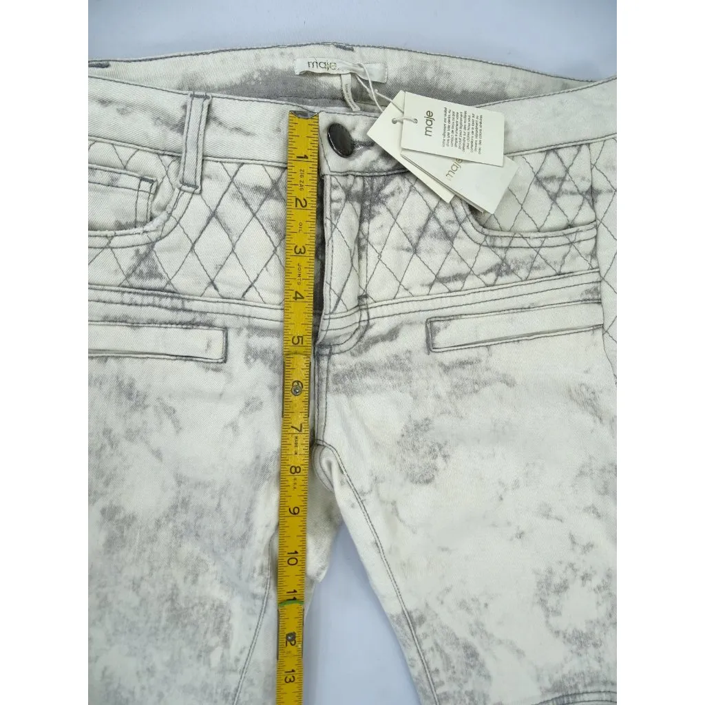 Maje  Downtown Denim Skinny Jeans Quilted Pattern Zip Ankle‎ Slim Size 38 (US M) - Image 8