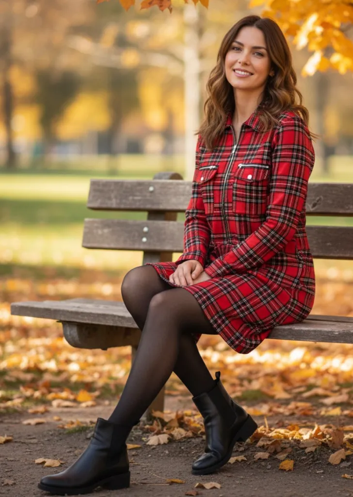 Adorable tartan Plaid Red Dress . New Size 12 - Image 2