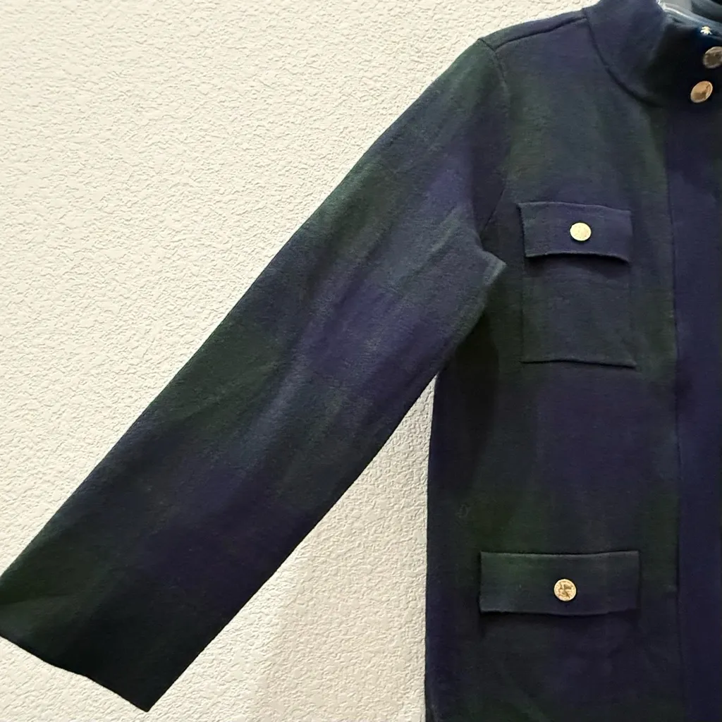 ANNE KLEIN Treeline Combo Blue/Green Tartan Plaid Zip Up Sweater Jacket Size M - Image 6