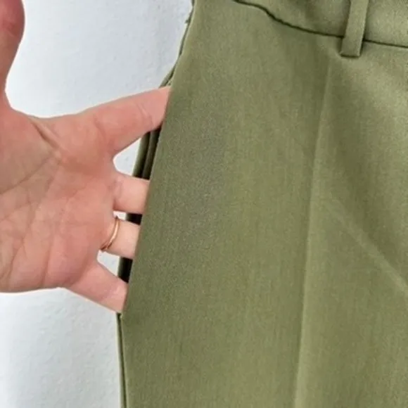 Open Edit Nordstrom Army‎ Olive Green Crop Pants Size 6 High Rise Career Casual - Image 3