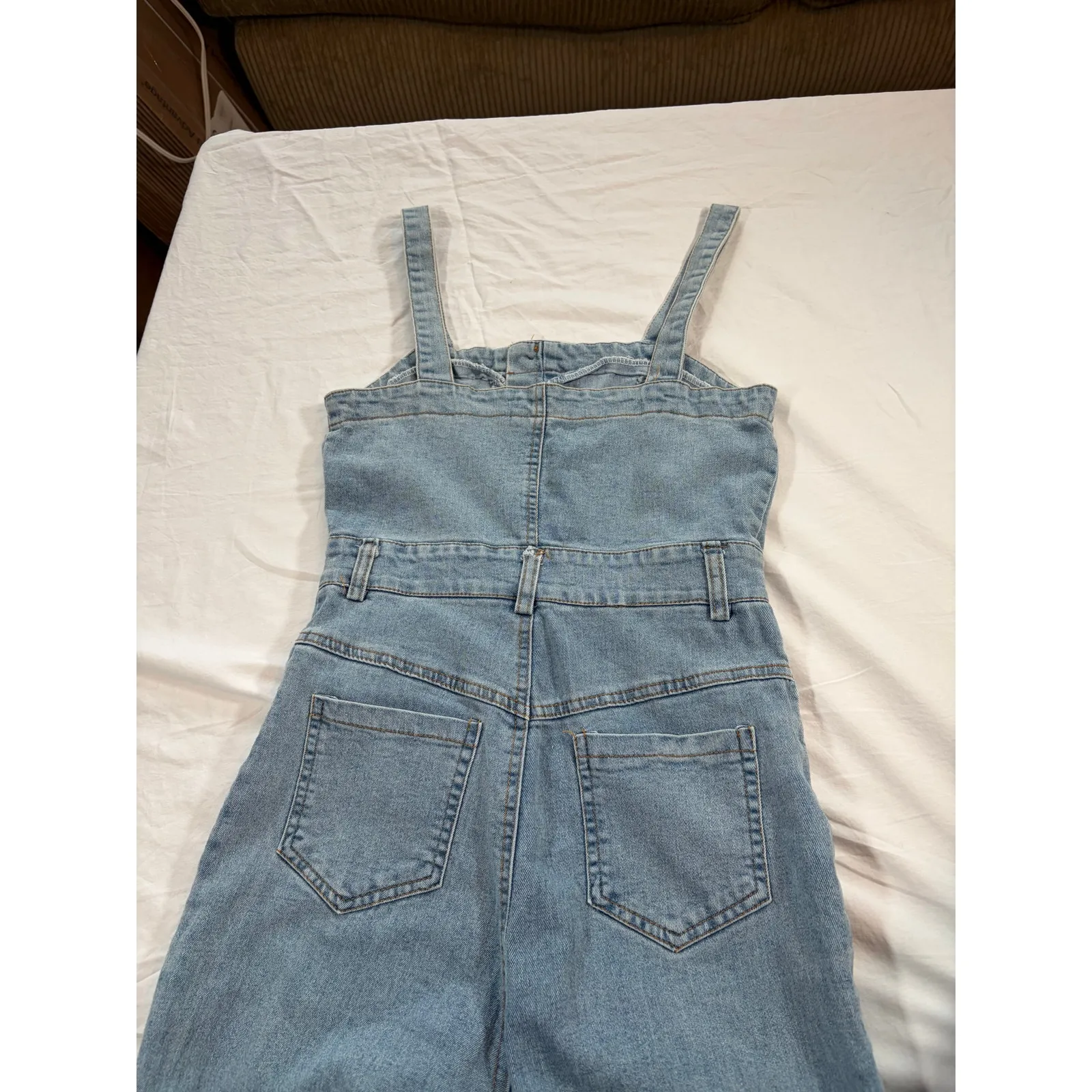 Meimeifushi denim button front jumpsuit. Overalls. Size S Blue - Image 6