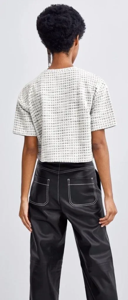 Textured Cropped T-Shirt - Image 2