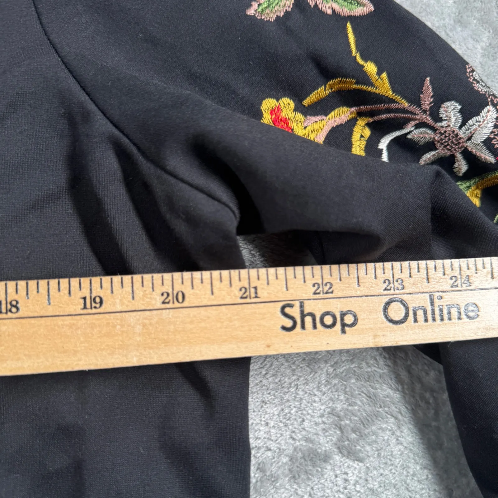 Du Jour Embroidered Bomber Jacket Womens S Black Floral Boho Festival Streetwear - Image 12