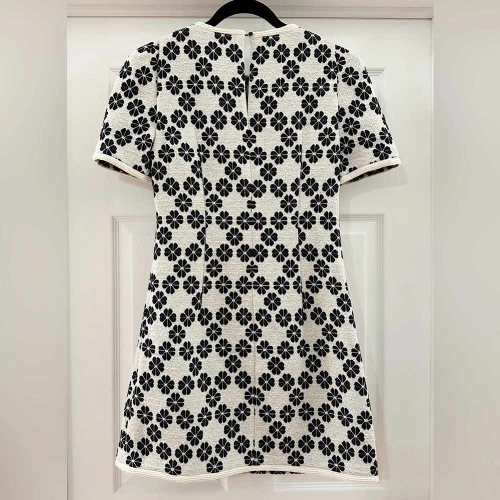 NWT Kate Spade Tweed Floral Daisy Short Sleeve Mini Dress Black white sz 4 - Image 12