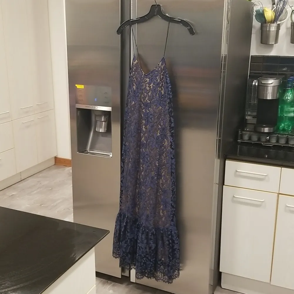 💕MOULINETTE SOEURS ANTHROPOLOGIE💕 Celestial Lace Maxi Dress Navy Blue 12 NWOT - Image 8